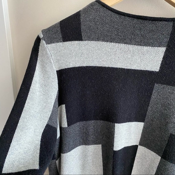 JONES NEW YORK Black Geometric Long Cardigan - Picture 9 of 10